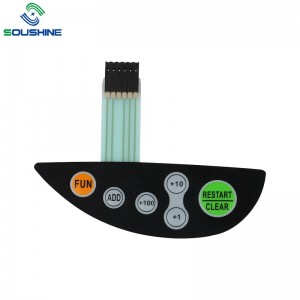 Tastiera a membrana a 6 pulsanti in rilievo OEM di alta qualità con connettore