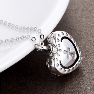 Collane con cremazione ciondolo con ciondolo a croce con cuore in argento sterling 925 per ceneri