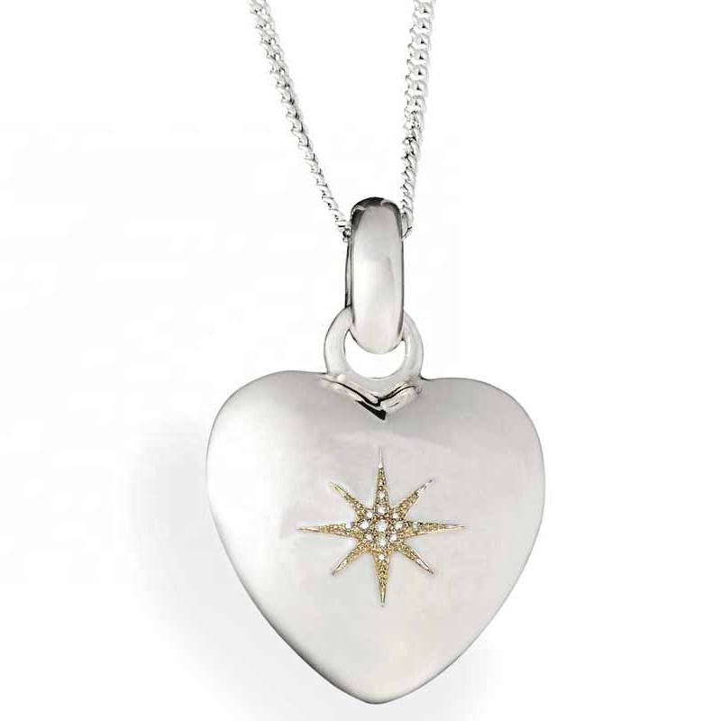 Collane con cremazione ciondolo a cuore in argento sterling 925 ciondolo con zirconi cubici collana ciondolo cuore a stella