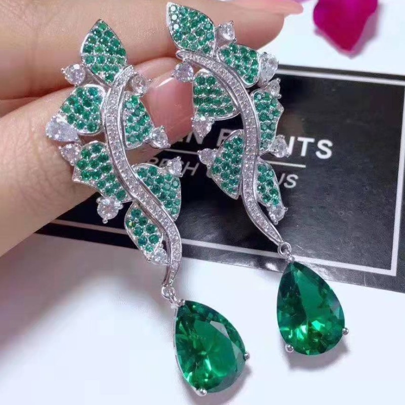 925 ORECCHINI SINTETICI IN ARGENTO SINTETICO CON FOGLIA DI ZIRCONI CUBICI DONNA ORECCHINI