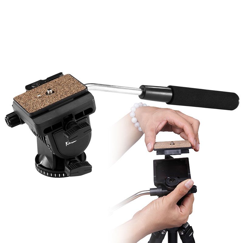 Le gambe del treppiede per videocamera regolabile Kingjoy VT-1500 sono dotate di testa inclinabile con trascinamento fluido rimovibile