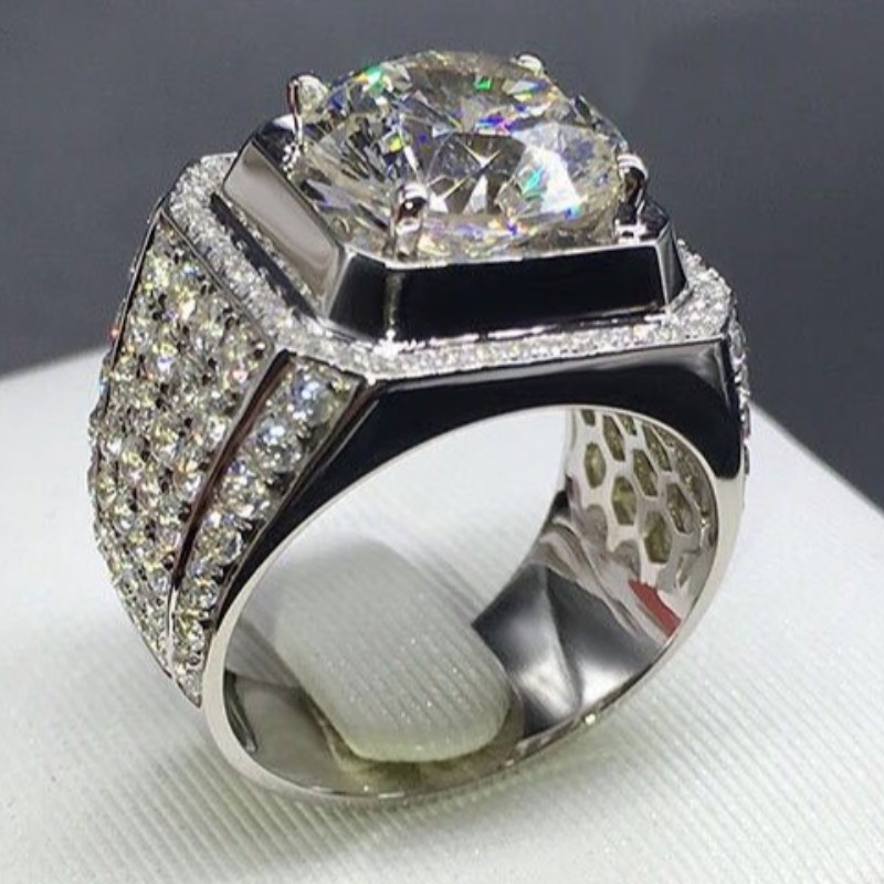 Anelli da uomo Anelli di fidanzamento da uomo con zirconi cubici Anelli di fidanzamento in argento sterling 925 per anelli da uomo da uomo