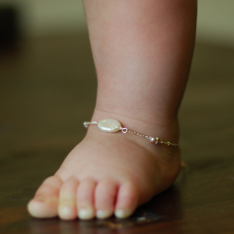 Gioielli per bambini regalo per bambini catena per piedi per bambini braccialetto per caviglia in argento sterling 925 birthstone