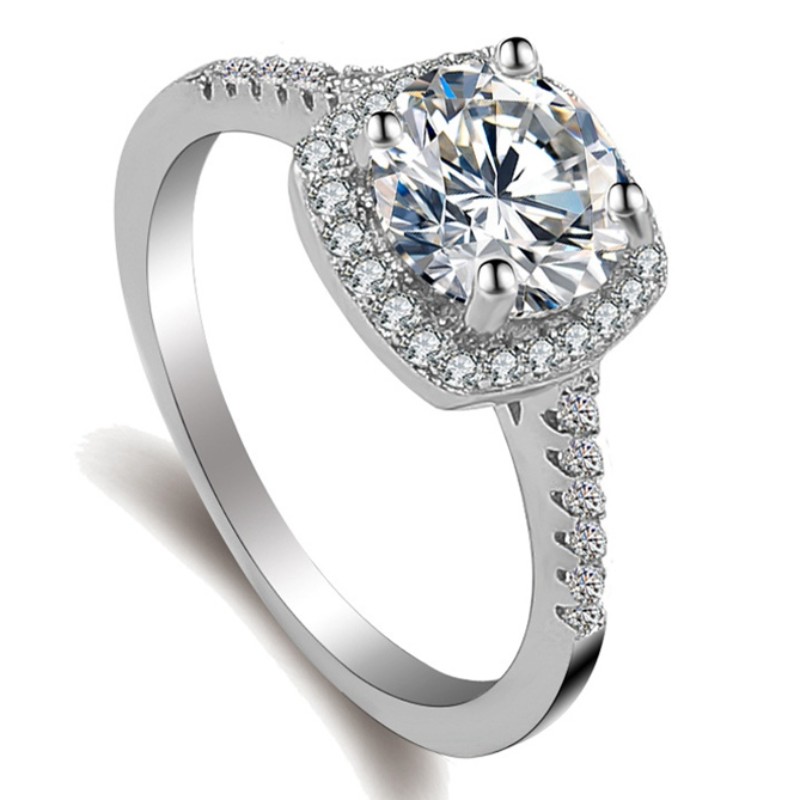 Anelli di fidanzamento Anelli cubici in zirconia in oro bianco Anelli in moissanite promettono anelli da donna