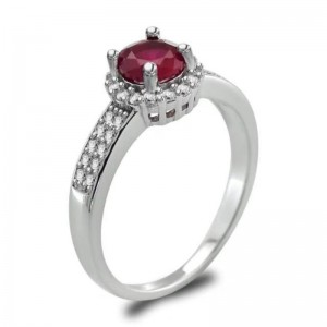 Anelli da donna in argento sterling 925 con rubini sintetici granato rubino promettono