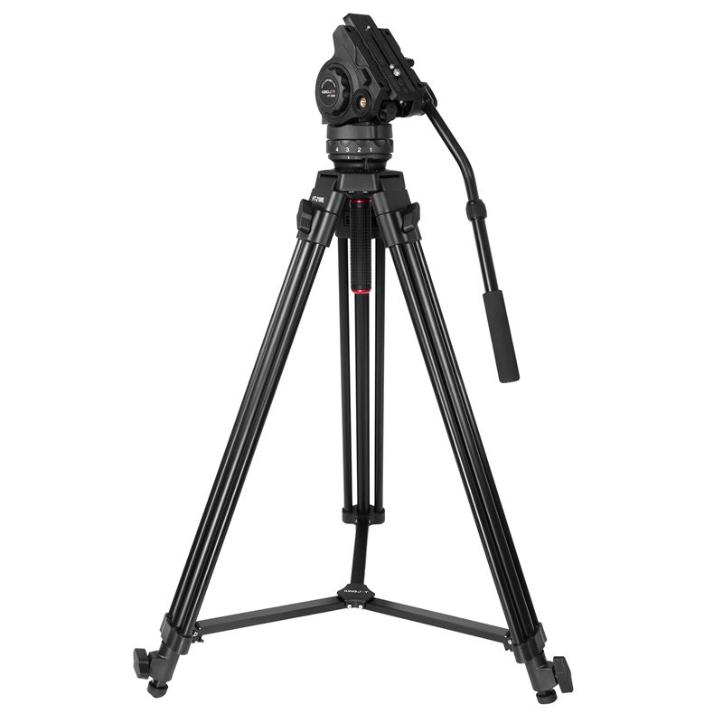 Tripode video professionale KINGJOY a 3 sezioni VT-2100L con testa di smorzamento del fluido VT-3550 per videocamera