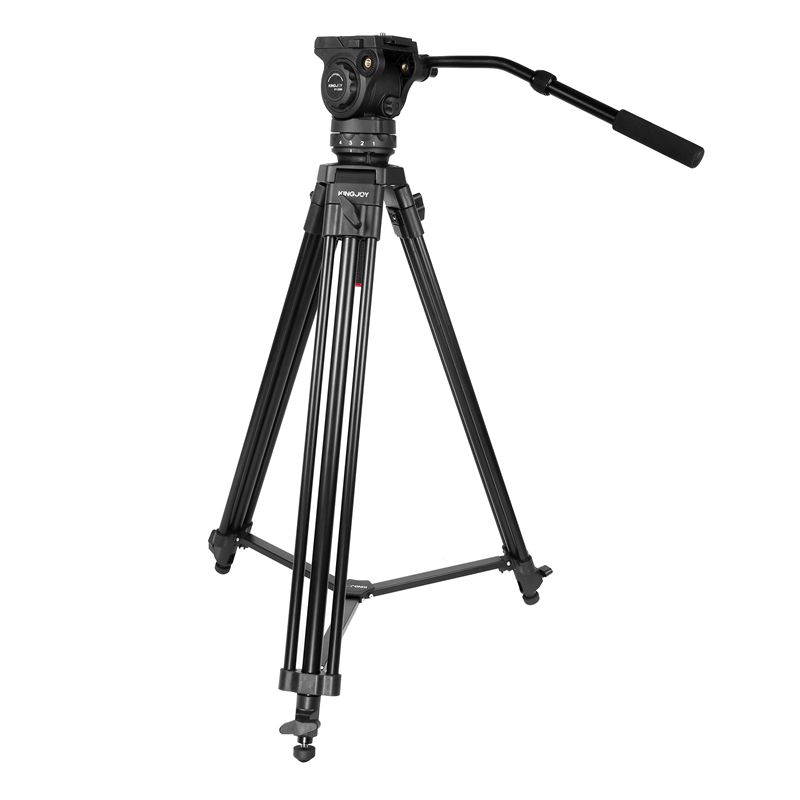 Tripode video professionale KINGJOY a 3 sezioni VT-2100L con testa di smorzamento del fluido VT-3550 per videocamera