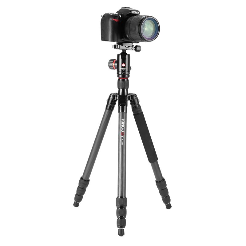 Treppiede Kingjoy K1208 serie Light Travel in fibra di carbonio con testa a sfera QH10 e borsa per il trasporto