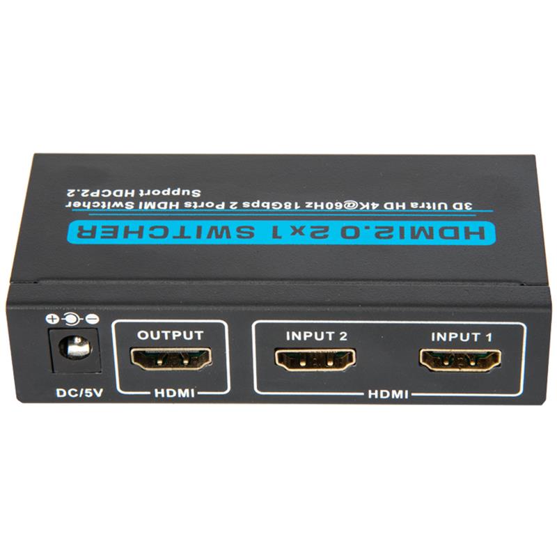 Supporto per switcher HDMI 2x1 V2.0 3D Ultra HD 4Kx2K @ 60Hz HDCP2.2