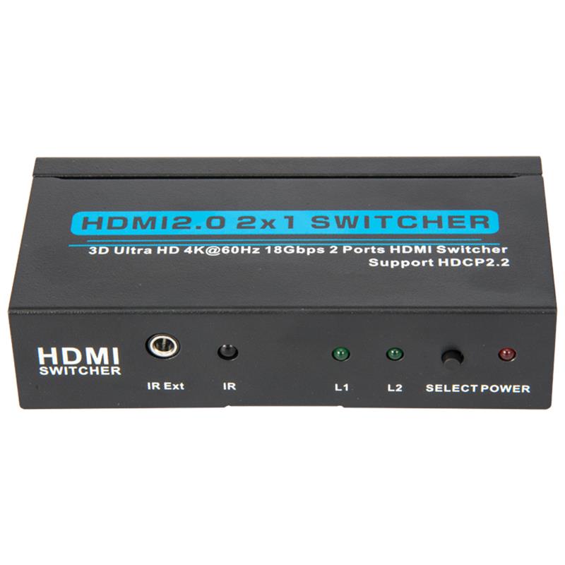 Supporto per switcher HDMI 2x1 V2.0 3D Ultra HD 4Kx2K @ 60Hz HDCP2.2