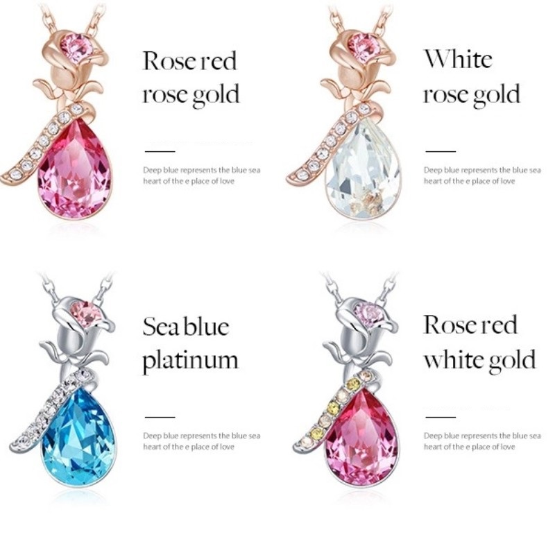 COLLANA DONNA CIONDOLO IN ZIRCONI CUBICI IN ORO ROSA COLLANA DONNA 925 STERLING ARGENTO 2020