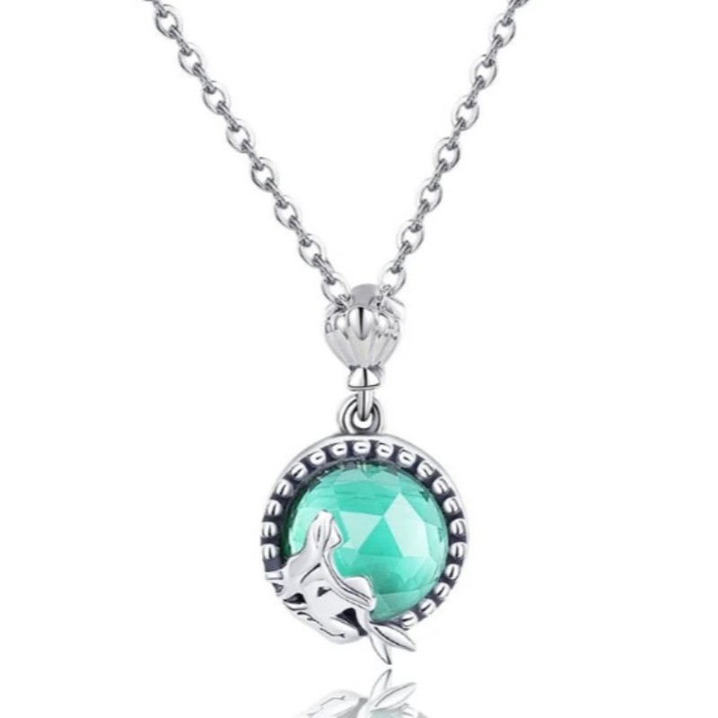 Collana con ciondolo a forma di sirena in argento sterling 925 per donna collana con gemma di nascita