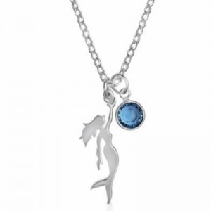 Ciondolo con gemma di sirena collana blu oceano argento 925