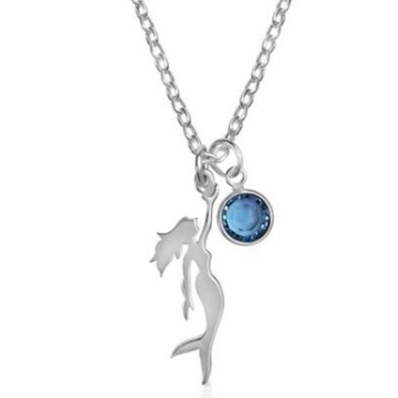 Ciondolo con gemma di sirena collana blu oceano argento 925