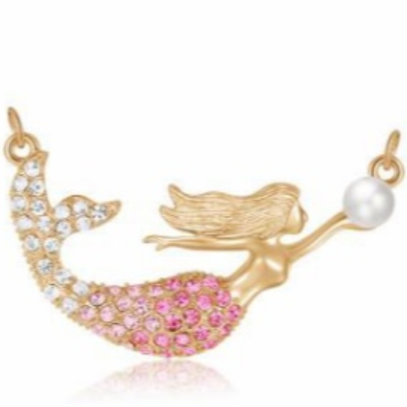 Collana con ciondolo con perla a sirena per donna Collana di perle in oro rosa 18 carati in argento sterling 925 14k