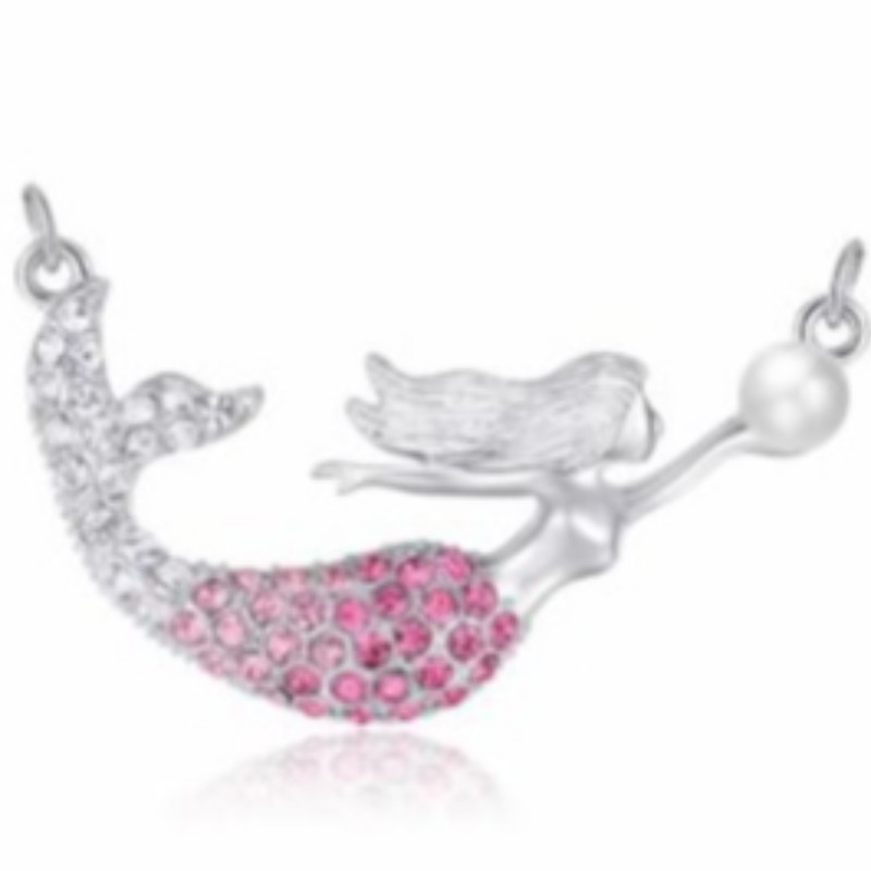 Collana con ciondolo con perla a sirena per donna Collana di perle in oro rosa 18 carati in argento sterling 925 14k