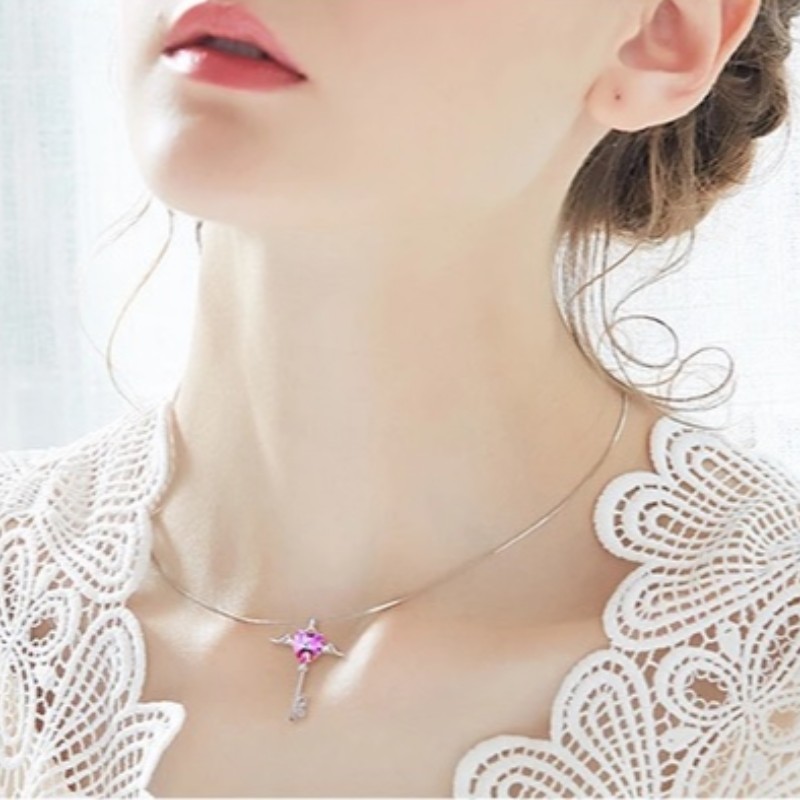 Collana con ali di angelo ciondolo a cuore collana con lettera d'amore collana di pietre preziose con ametista zaffiro per donna in argento sterling 925