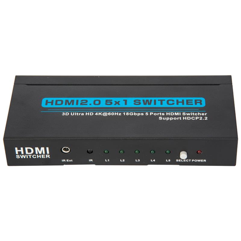 Supporto switcher HDMI 5x1 V2.0 3D Ultra HD 4Kx2K @ 60Hz HDCP2.2