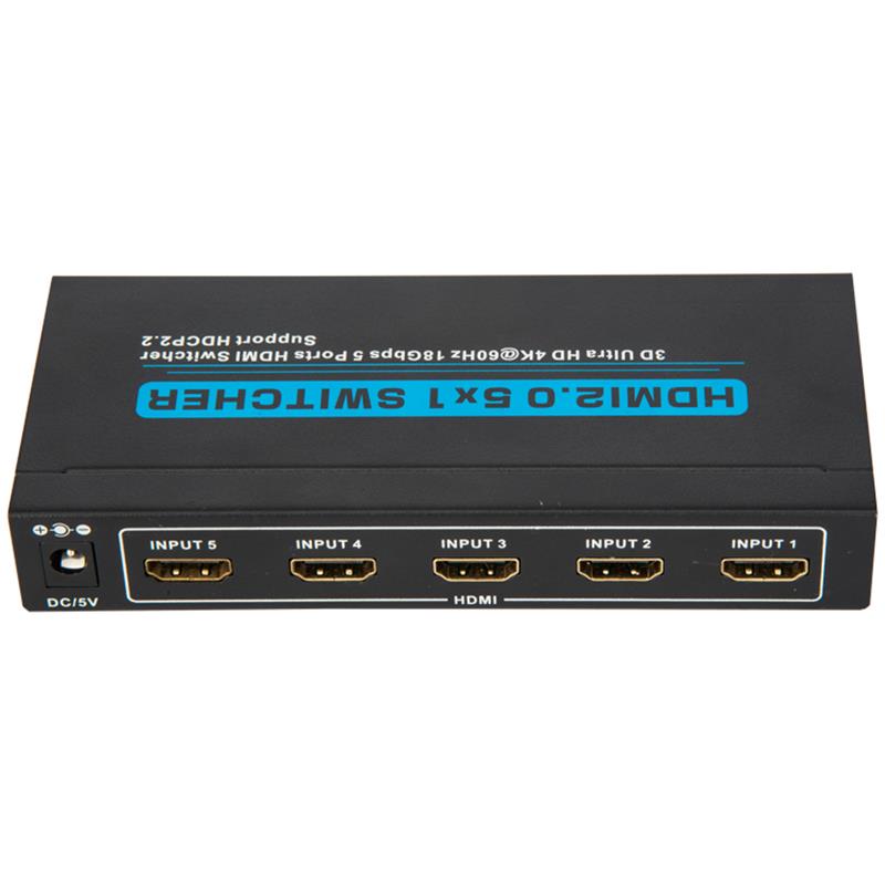 Supporto switcher HDMI 5x1 V2.0 3D Ultra HD 4Kx2K @ 60Hz HDCP2.2