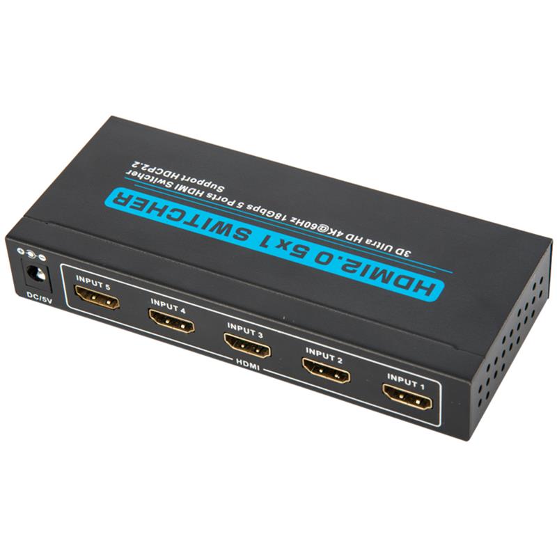 Supporto switcher HDMI 5x1 V2.0 3D Ultra HD 4Kx2K @ 60Hz HDCP2.2