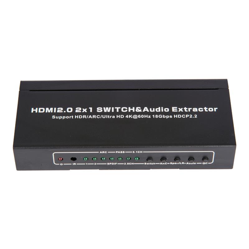 Supporto per switcher e estrattore audio V2.0 HDMI 2x1 ARC Ultra HD 4Kx2K @ 60Hz HDCP2.2 18Gbps