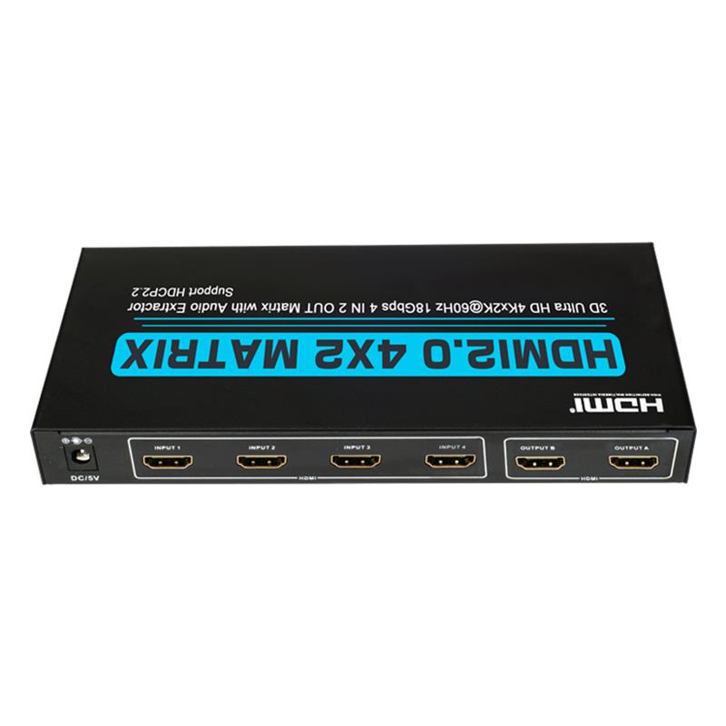 Supporto matrice HDMI 4x2 V2.0 Ultra HD 4Kx2K @ 60Hz HDCP2.2 18 Gbps con estrattore audio