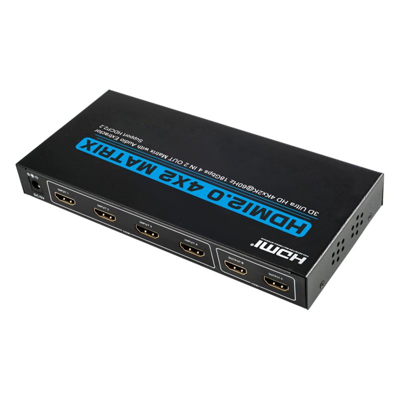 Supporto matrice HDMI 4x2 V2.0 Ultra HD 4Kx2K @ 60Hz HDCP2.2 18 Gbps con estrattore audio