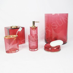 Strisce di incisione rotonde con set di accessori da bagno in vetro colorato