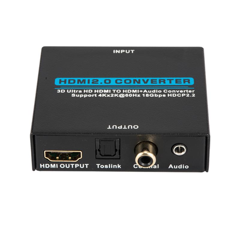 V2.0 HDMI Audio Extractor Da HDMI a HDMI + Convertitore audio Supporto 3D Ultra HD 4Kx2K @ 60Hz HDCP 2.2 18 Gbps