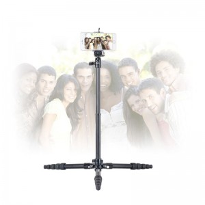 I kit treppiede pieghevole Kingjoy SF056 a 5 sezioni con ripresa a basso angolo e colonna centrale possono essere utilizzati come monopiede