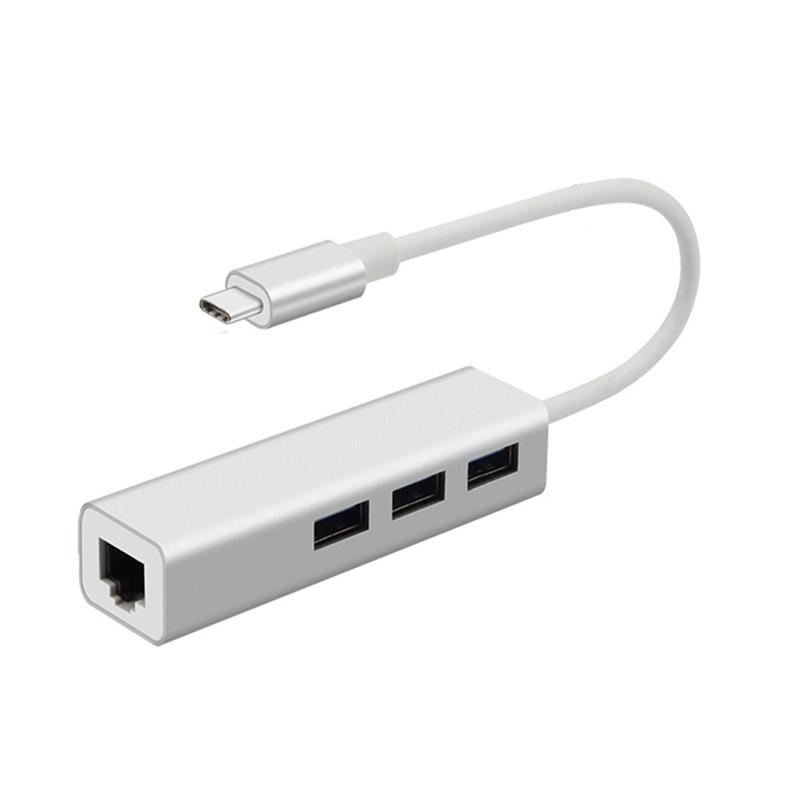 Adattatore hub USB da Tipo C a LAN (1000M) + USB 3.0x3