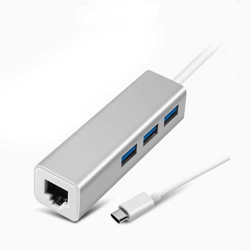 Adattatore hub USB da Tipo C a LAN (1000M) + USB 3.0x3