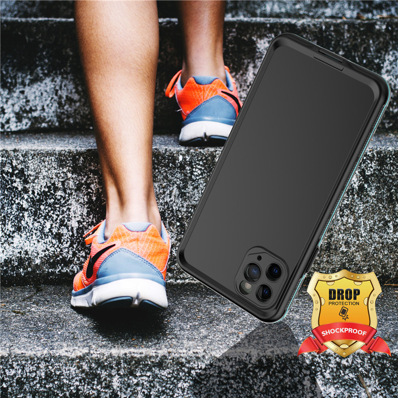 Iphone custodie protettive per la plastica impermeabile all'acqua per la custodia impermeabile all'acqua per iphone 11 pro max(blu) con copertura di fondo del colore solido