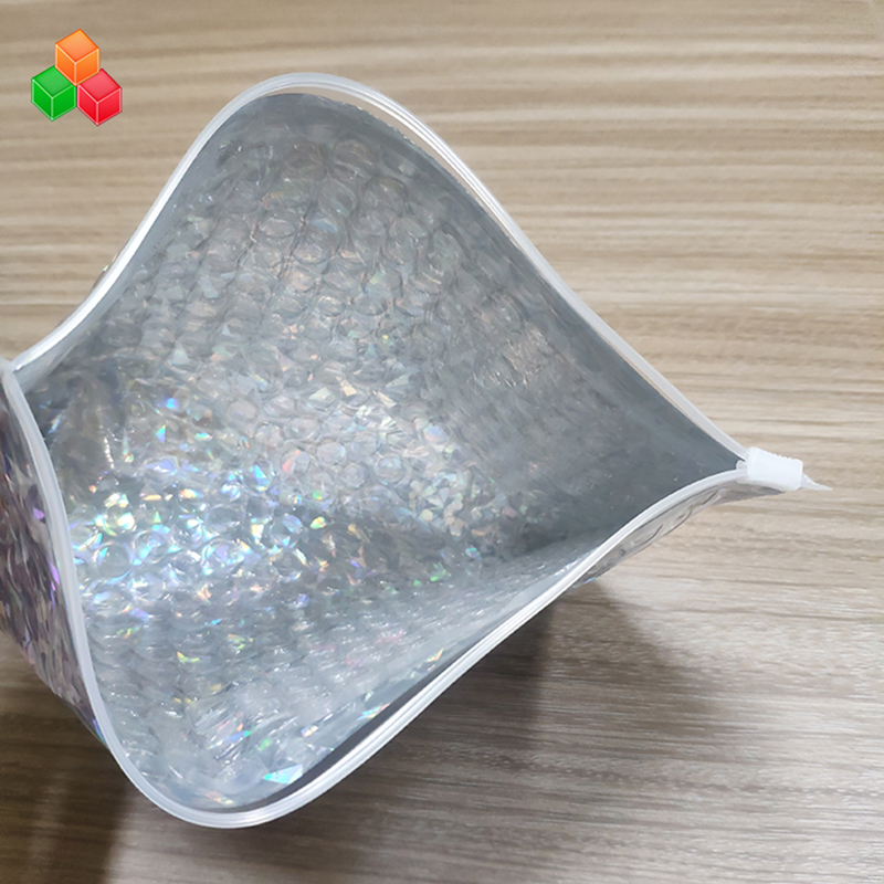 Design size fashion impermeabile fashion chiusure laser bag / shockclose laser make / gift bubble zip bag