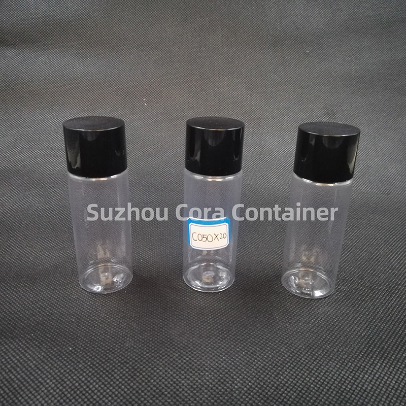 50ml Neck Size 20mm Pet Cosmetico Bottiglia di plastica con cappello a schermo