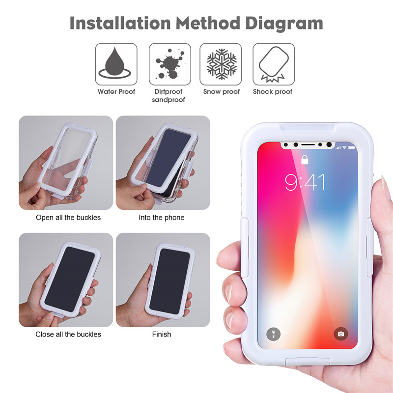Custodia impermeabile per telefono impermeabile e antiurto per iPhone vicino a me custodia subacquea per fotocamera per iPhone XS （Bianco)