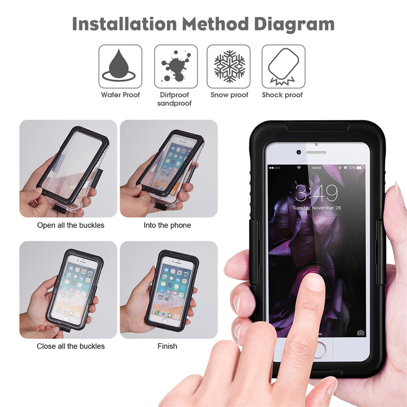 Nuovo caso di prova di vita: iphone 8, prova di neve, migliore prova d'acqua 8 più caso (nero)