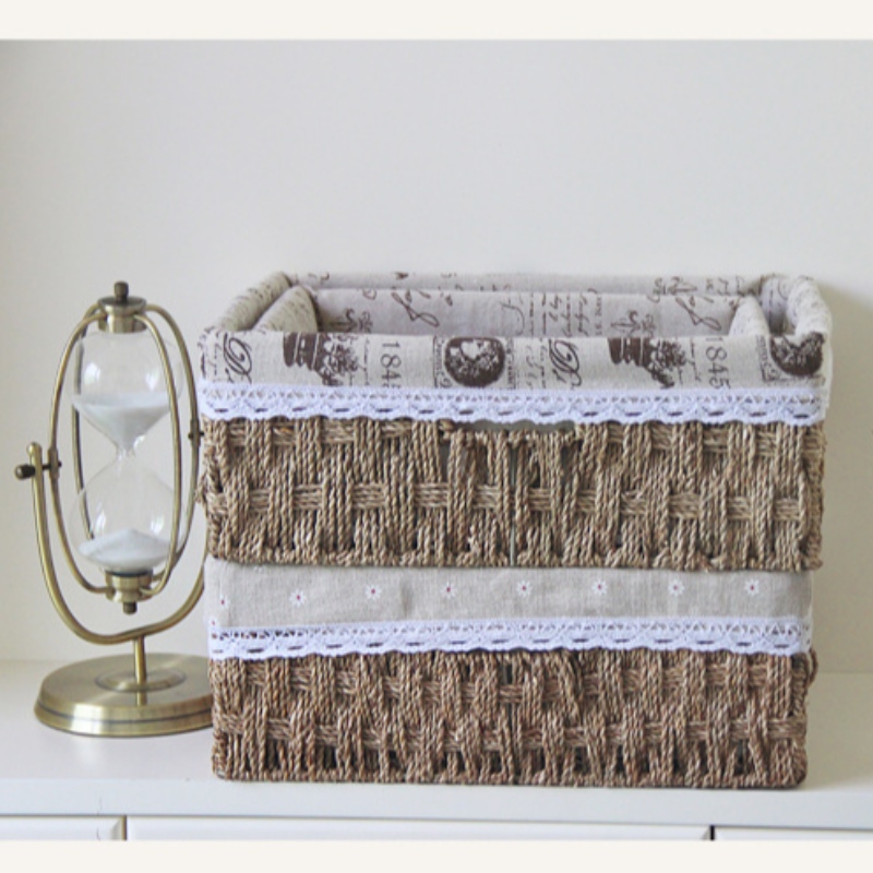 Seagrass Woven Stroage Basket con linea