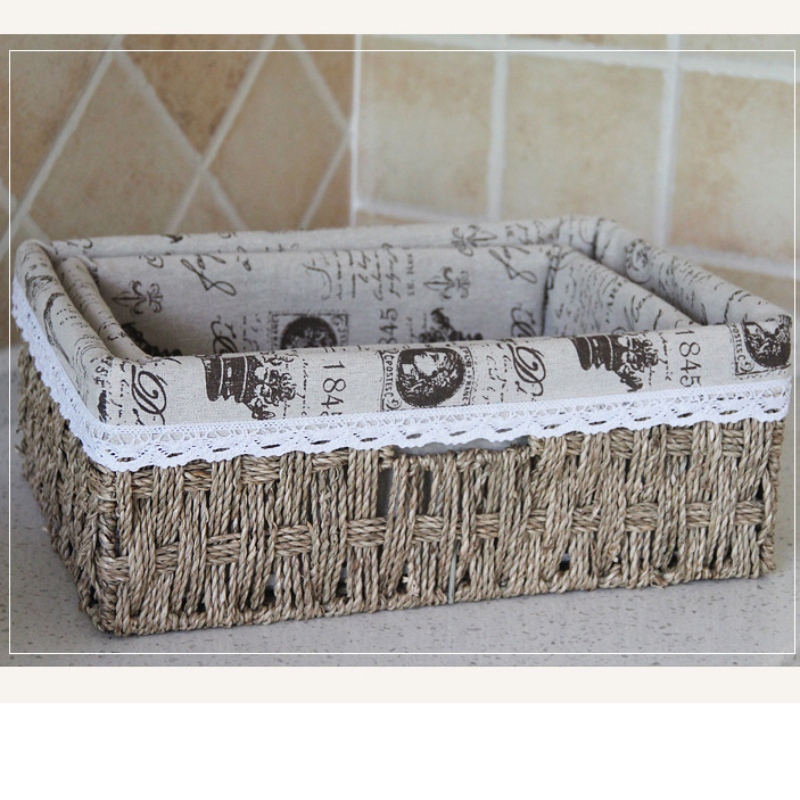 Seagrass Woven Stroage Basket con linea