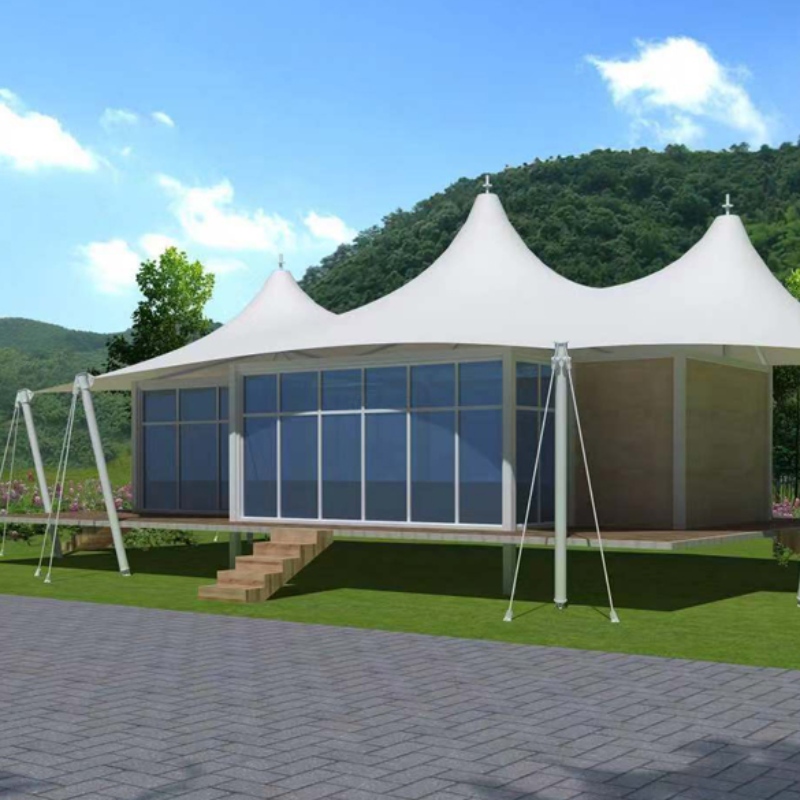 Preab House Three Peaks Shape 2 Camera PVDF Resort Hotel Tent