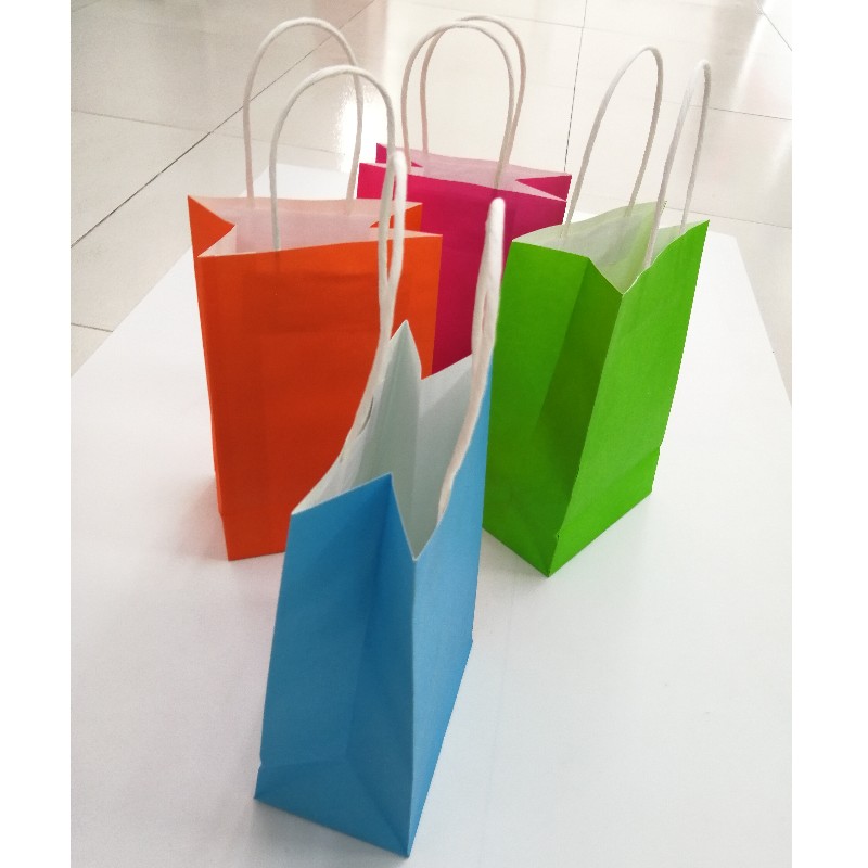 Commercio all'ingrosso di Logo personalizzato di Grocery Packaging Craft Brown Kraft Paper Shopping Bag con Handle