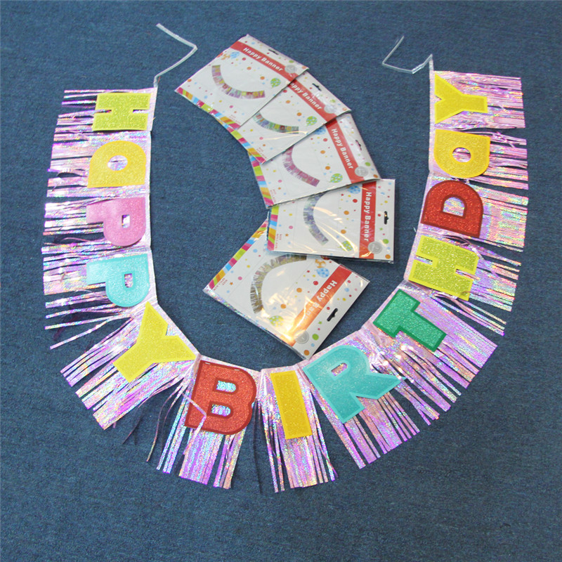 Banner di Foil con Glitter per la decorazione di partito Buon compleanno per bambino e adulto