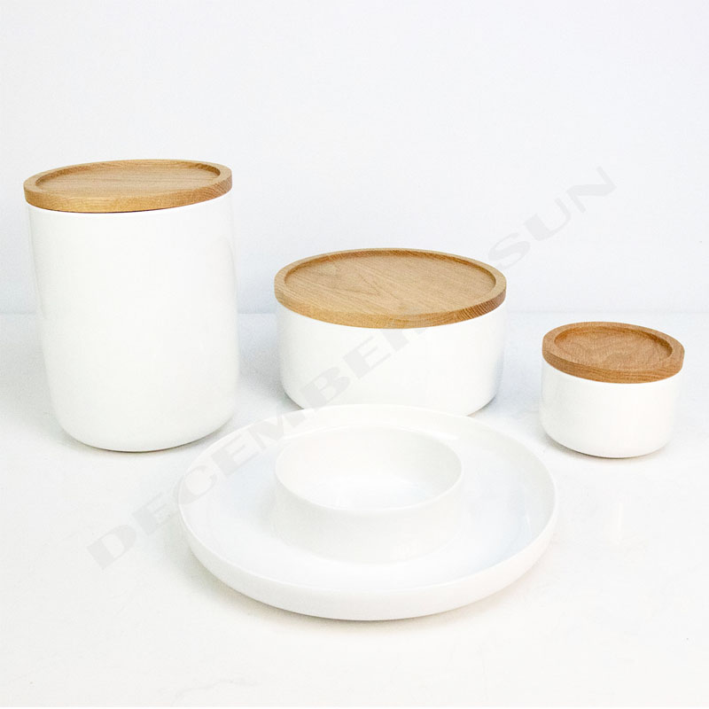 Servizi di vendita all'ingrosso di ceramica con coperchio in legno