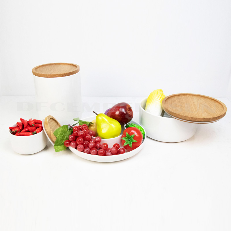 Servizi di vendita all'ingrosso di ceramica con coperchio in legno