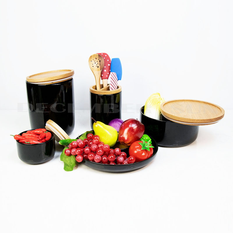 Ceramica nera all'ingrosso con accessori per la cucina