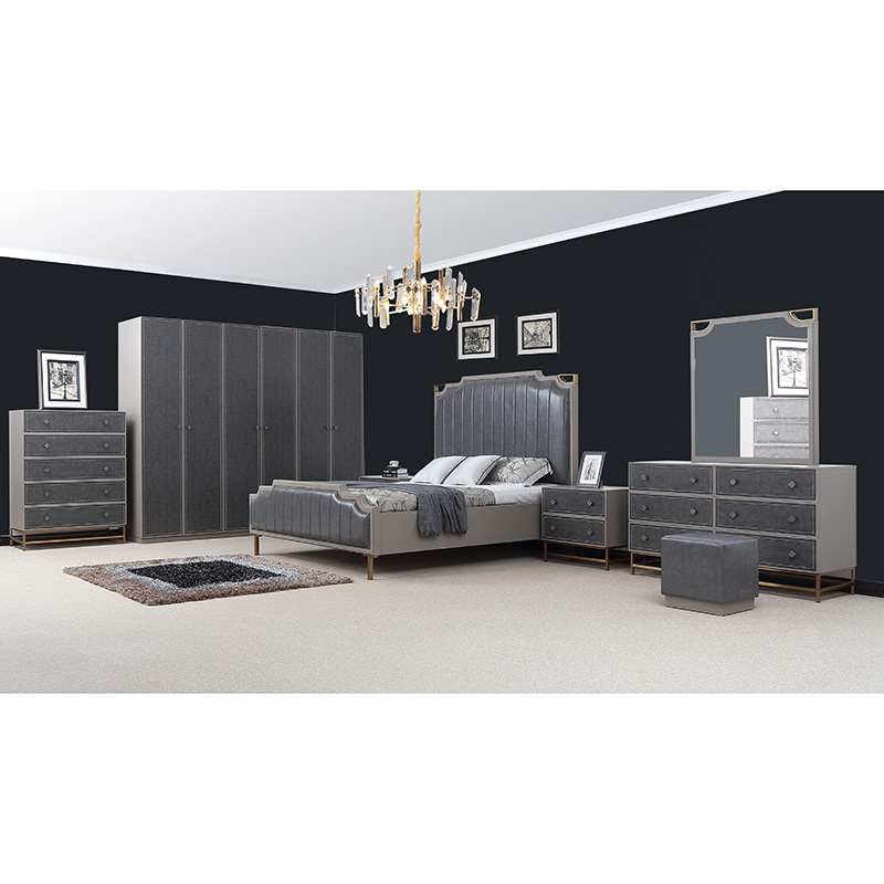Mobili camera da letto decorazione PU con base in metallo