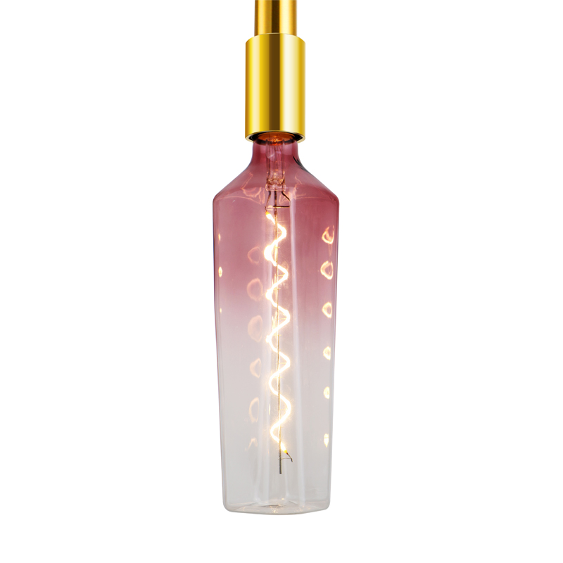 Whisky Gradient rosa 4w forma bottiglia multi colorato decorazione moda led spirale luminosa a filamento