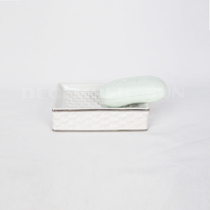 2020 Set accessori bagno in porcellana bianca di miglior prezzo in tessitura di bambù