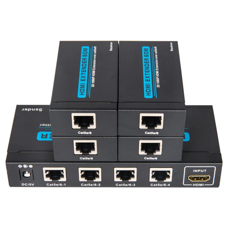Splitter HDMI UTP 1x4 a 4 porte su Cat5e / 6 singolo Con 4 ricevitori fino a 60m