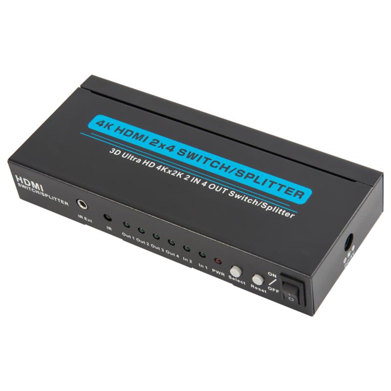 Supporto switcher / splitter HDMI 2x4 4K / 30Hz 3D Ultra HD 4Kx2K / 30Hz